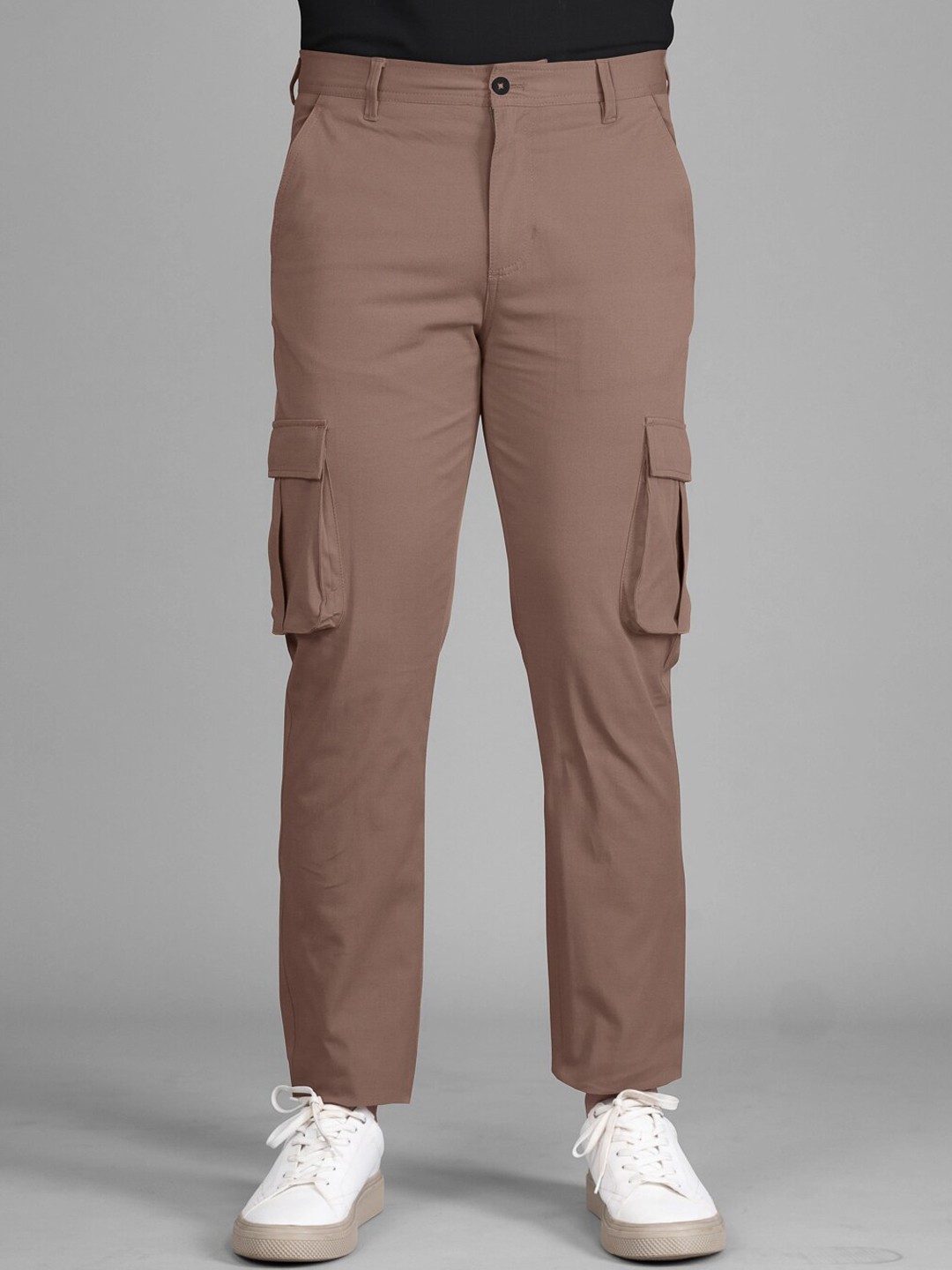 

The Pant Project Men Tailored Slim Fit Stretchable Cargos Trousers, Khaki