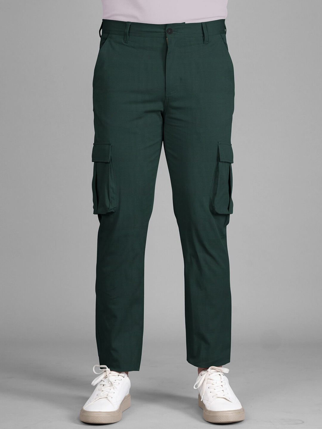 

The Pant Project Men Tailored Slim Fit Stretchable Cargos Trousers, Green