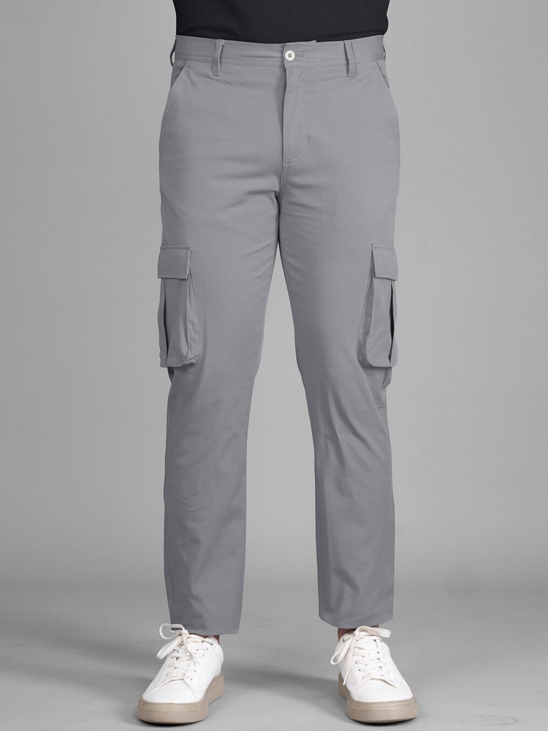 

The Pant Project Men Tailored Slim Fit Stretchable Cargos Trousers, Grey