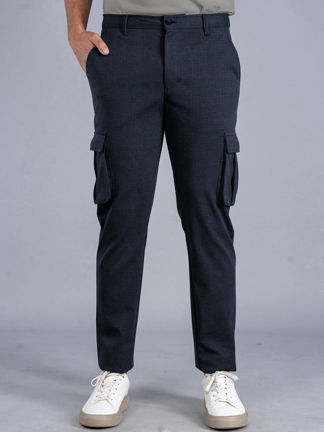 The Pant Project Men Tailored Slim Fit Wrinkle Free Cargos, Blue