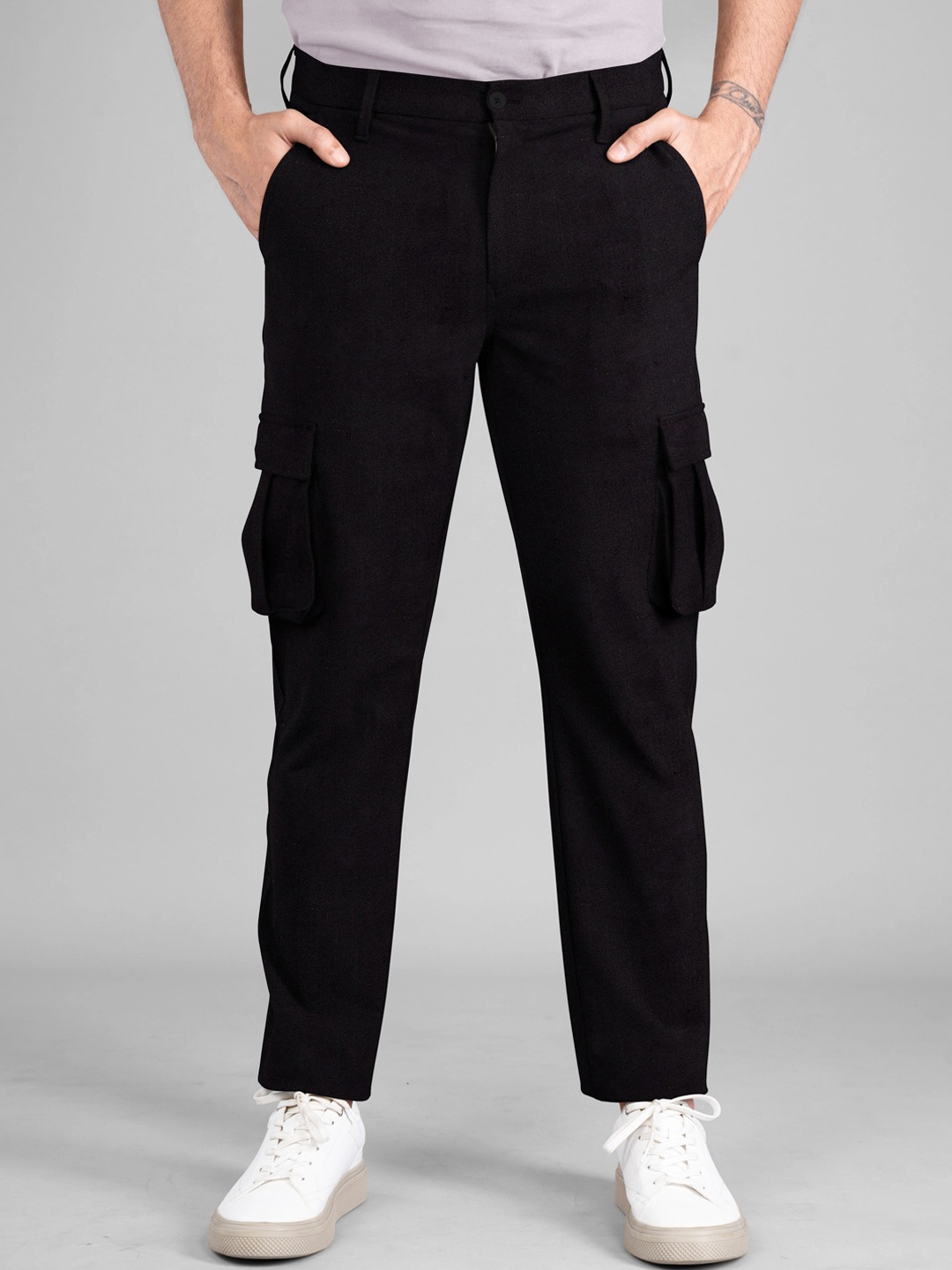 

The Pant Project Men Tailored Slim Fit Wrinkle Free Cargo, Black