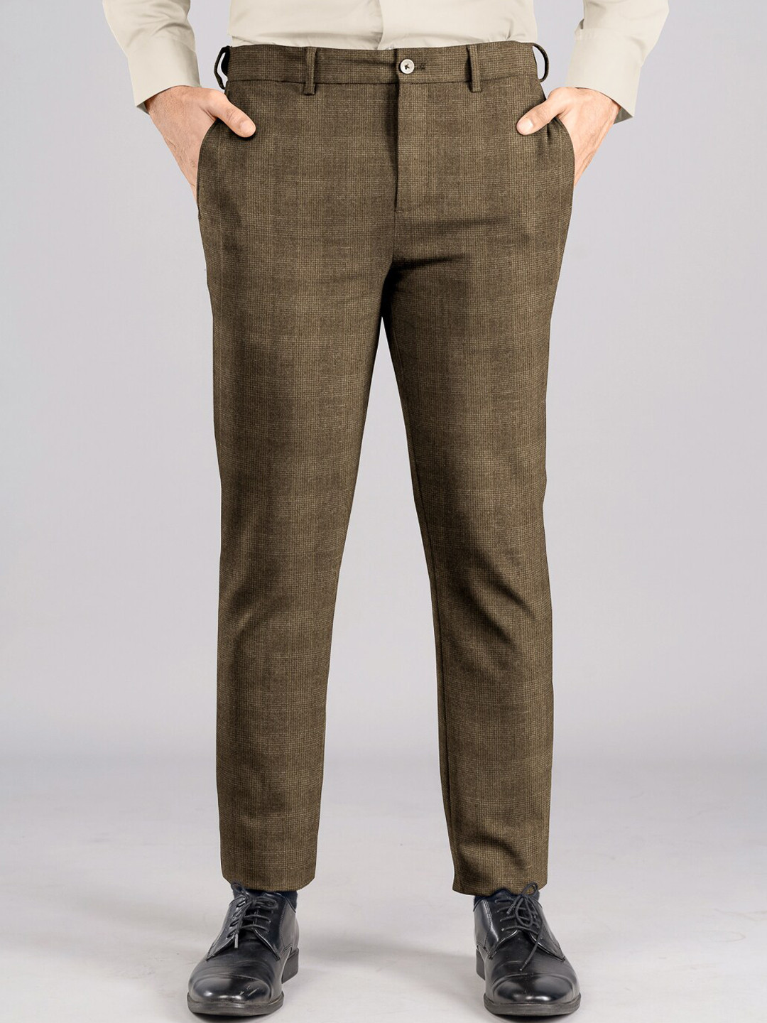 

The Pant Project Men Tailored Slim Fit Wrinkle Free Formal Trousers, Khaki