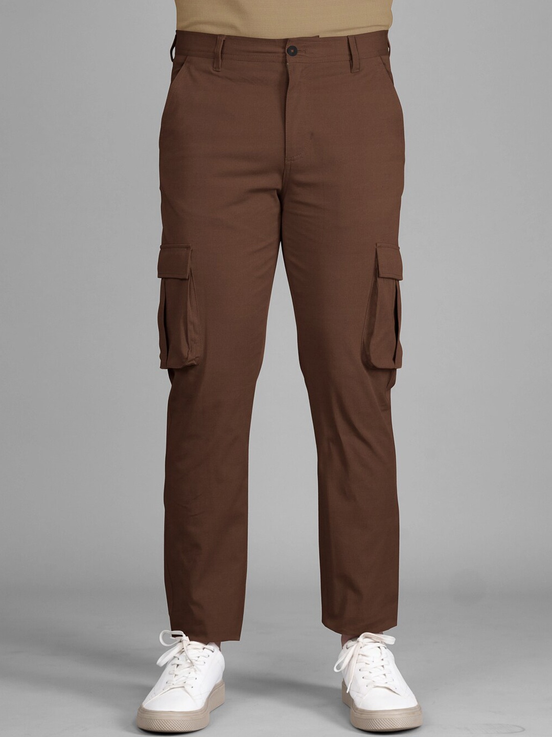 

The Pant Project Men Cotton Tailored Slim Fit Cargos, Coffee brown