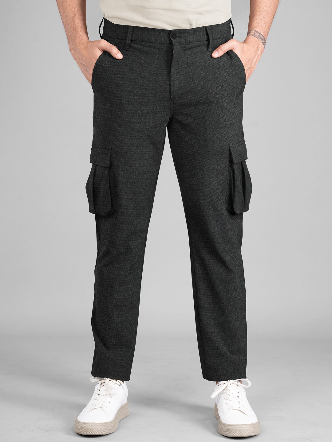 

The Pant Project Men Tailored Slim Fit Wrinkle Free Cargos, Grey