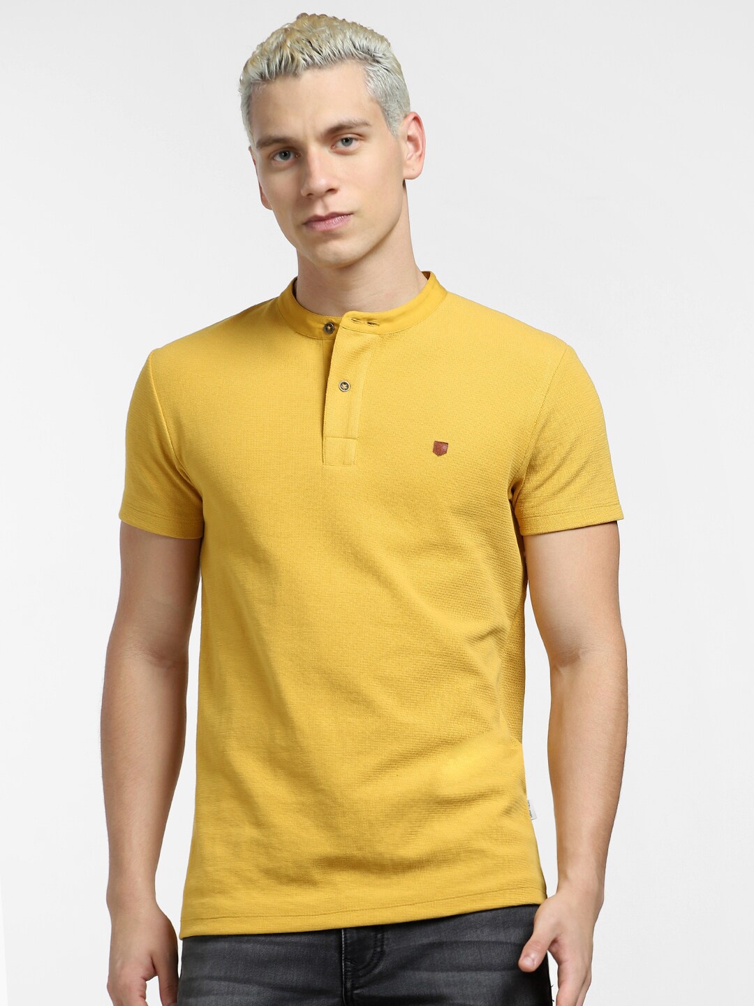 

Jack & Jones Henley Neck Cotton Slim Fit T-shirt, Mustard