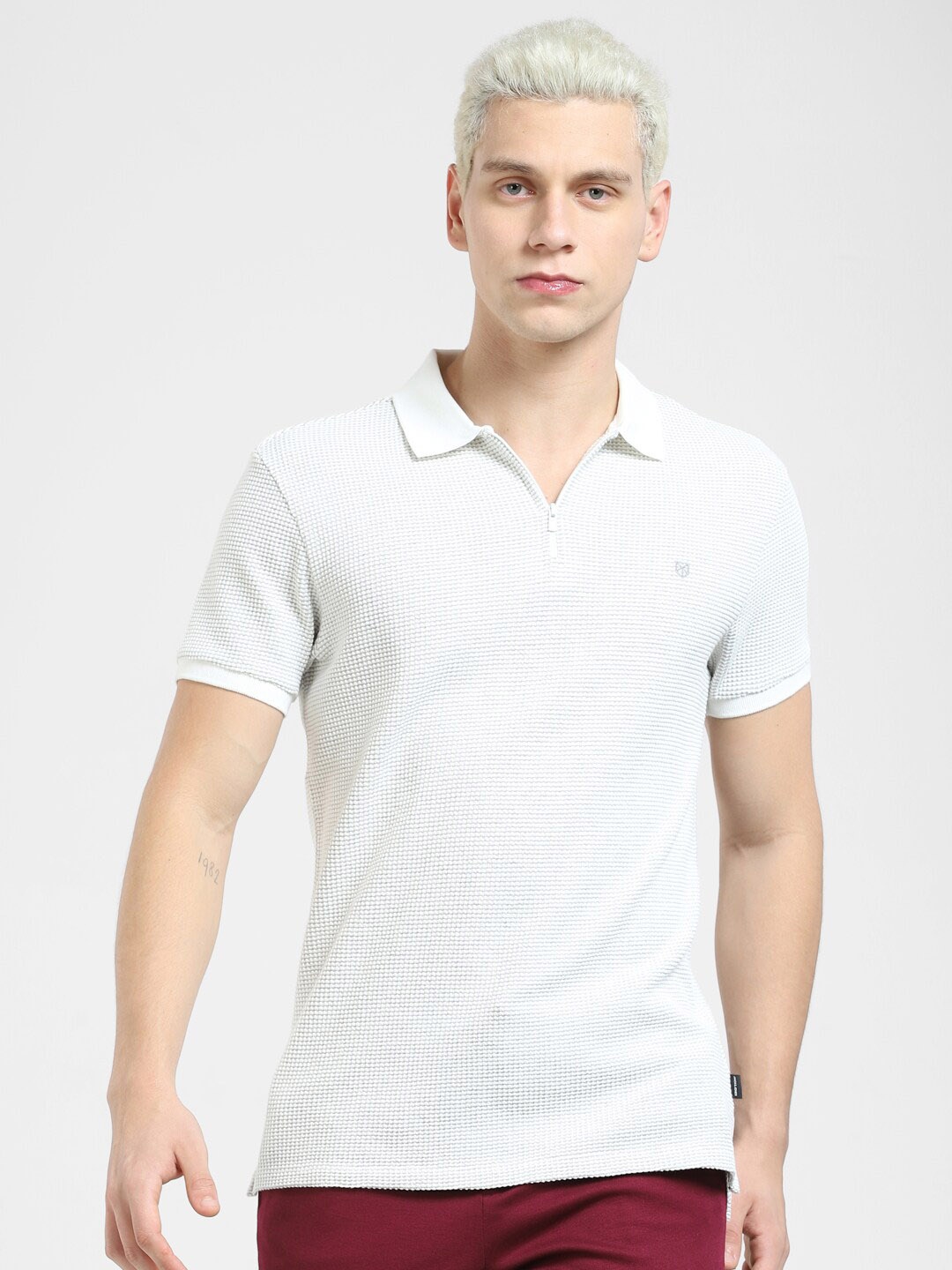 

Jack & Jones Men Polo Collar Slim Fit Cotton T-shirt, White