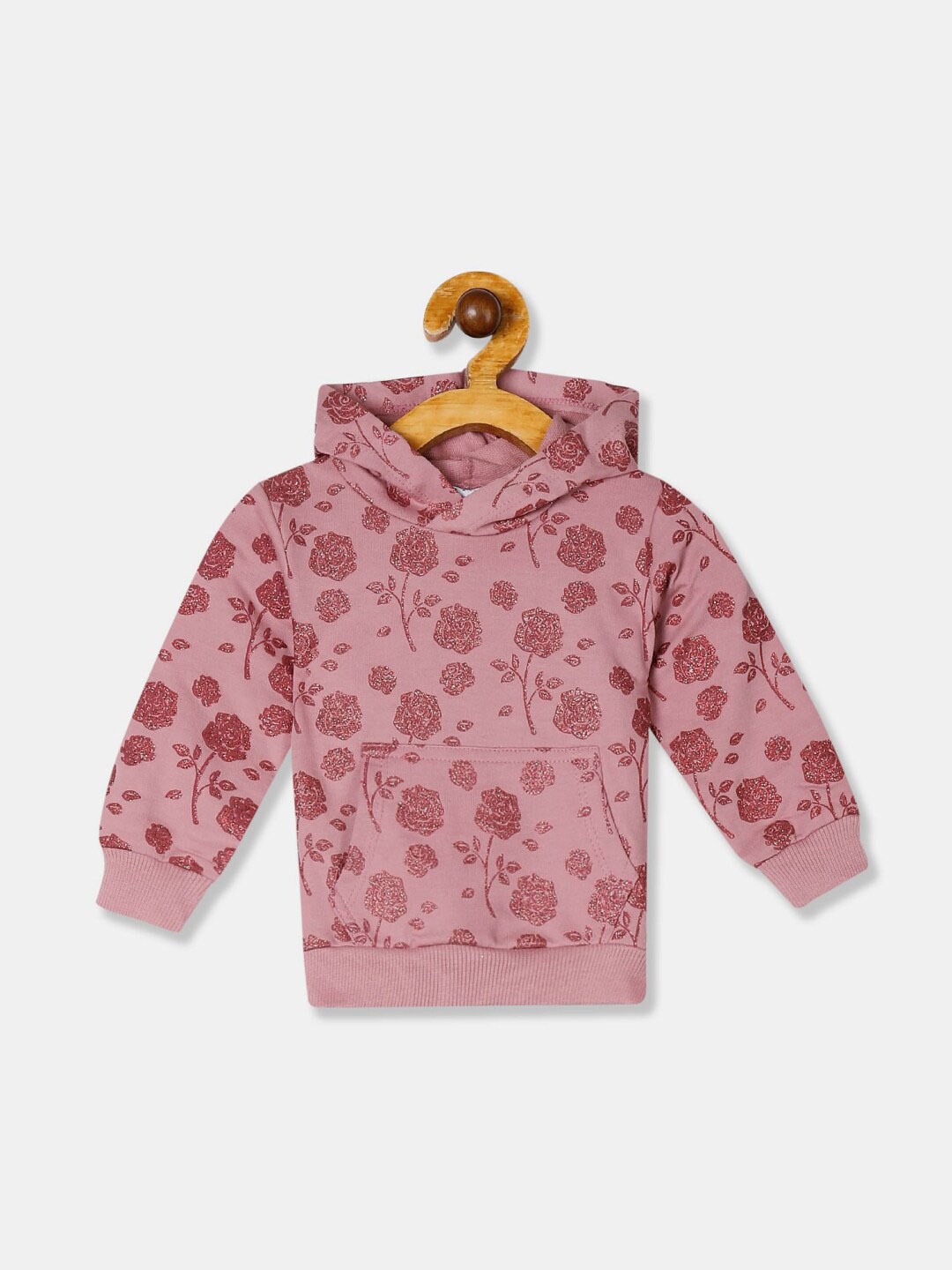 

V-Mart Kids Pink Printed Hooded Cotton Sweatshirt