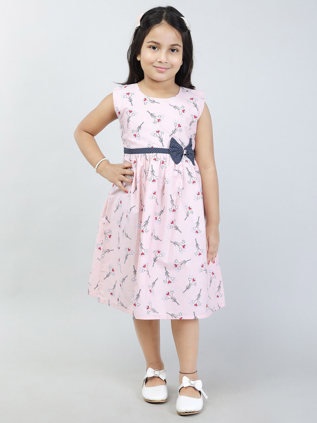 

Todd N Teen Girls Floral Printed A-line Cotton Dress, Pink
