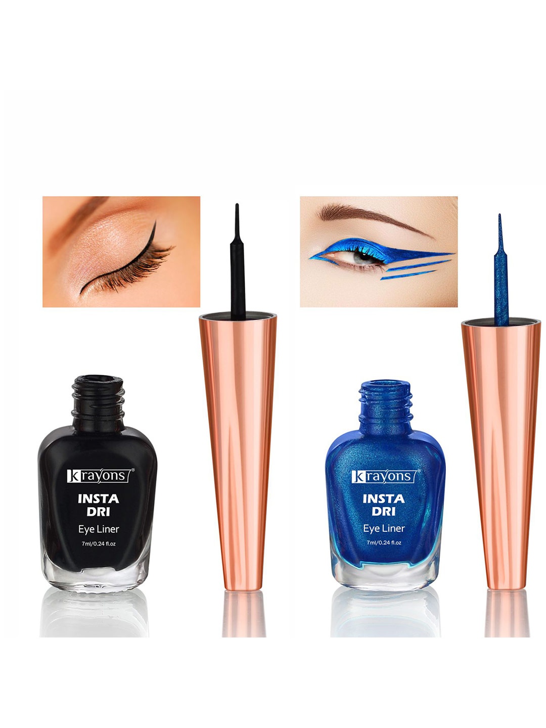

krayons Set of 2 Insta Dri Long-Lasting Sparkling Eyeliner 7ml each - Black 01 & Blue 07