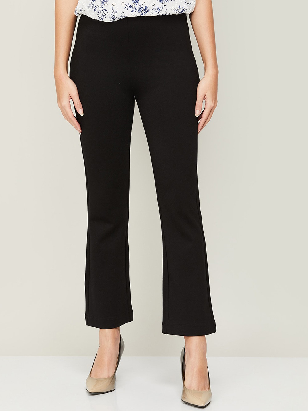 

CODE by Lifestyle Women Mid-Rise Bootcut Trousers, Black