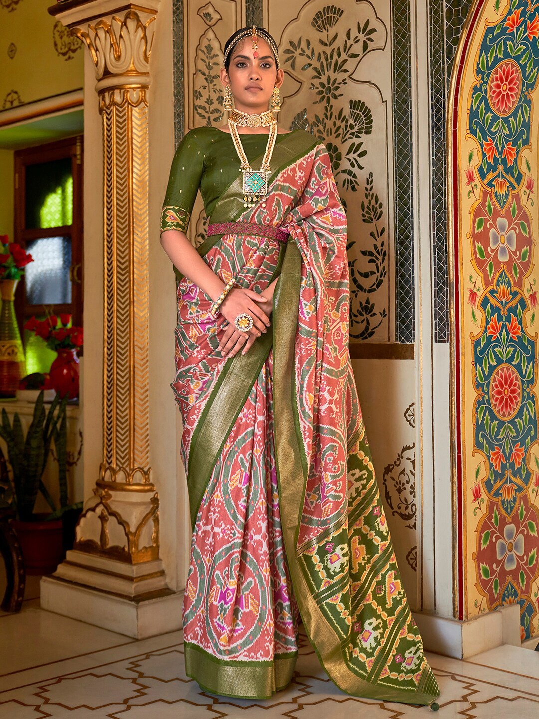

Anouk Ethnic Motifs Zari Patola Saree, Rust