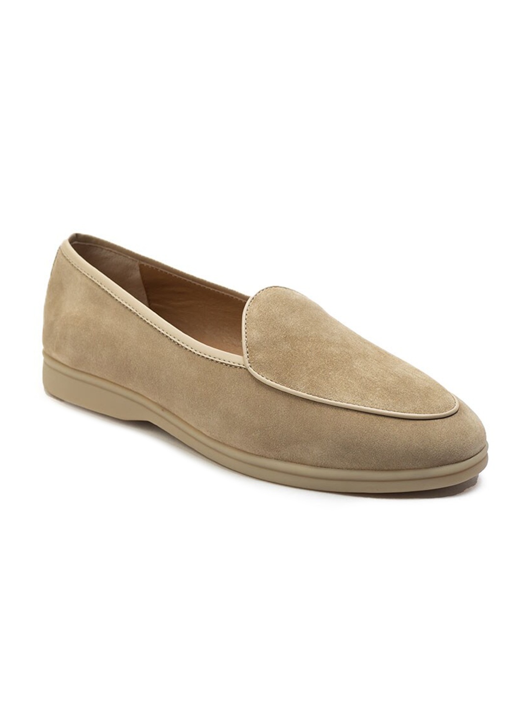 

Heel & Buckle London Men Round Toe Suede Loafers, Beige