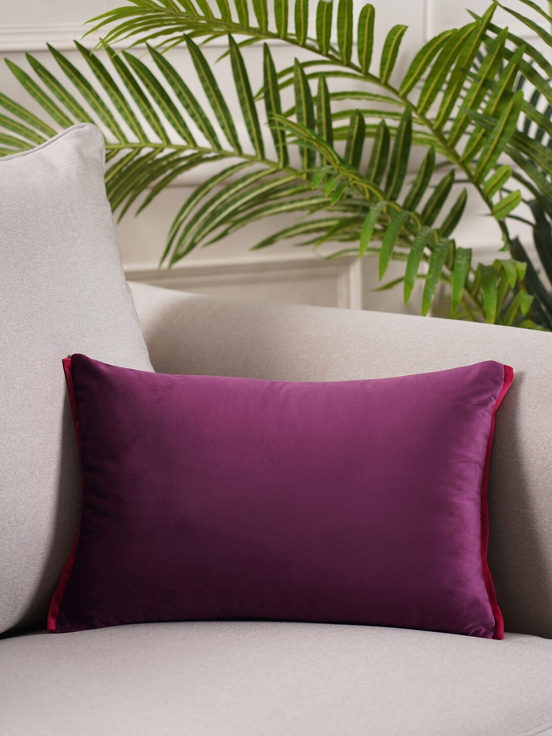 

Pure Home and Living Purple & Cream-Coloured Cotton Rectangle Cushion Cover