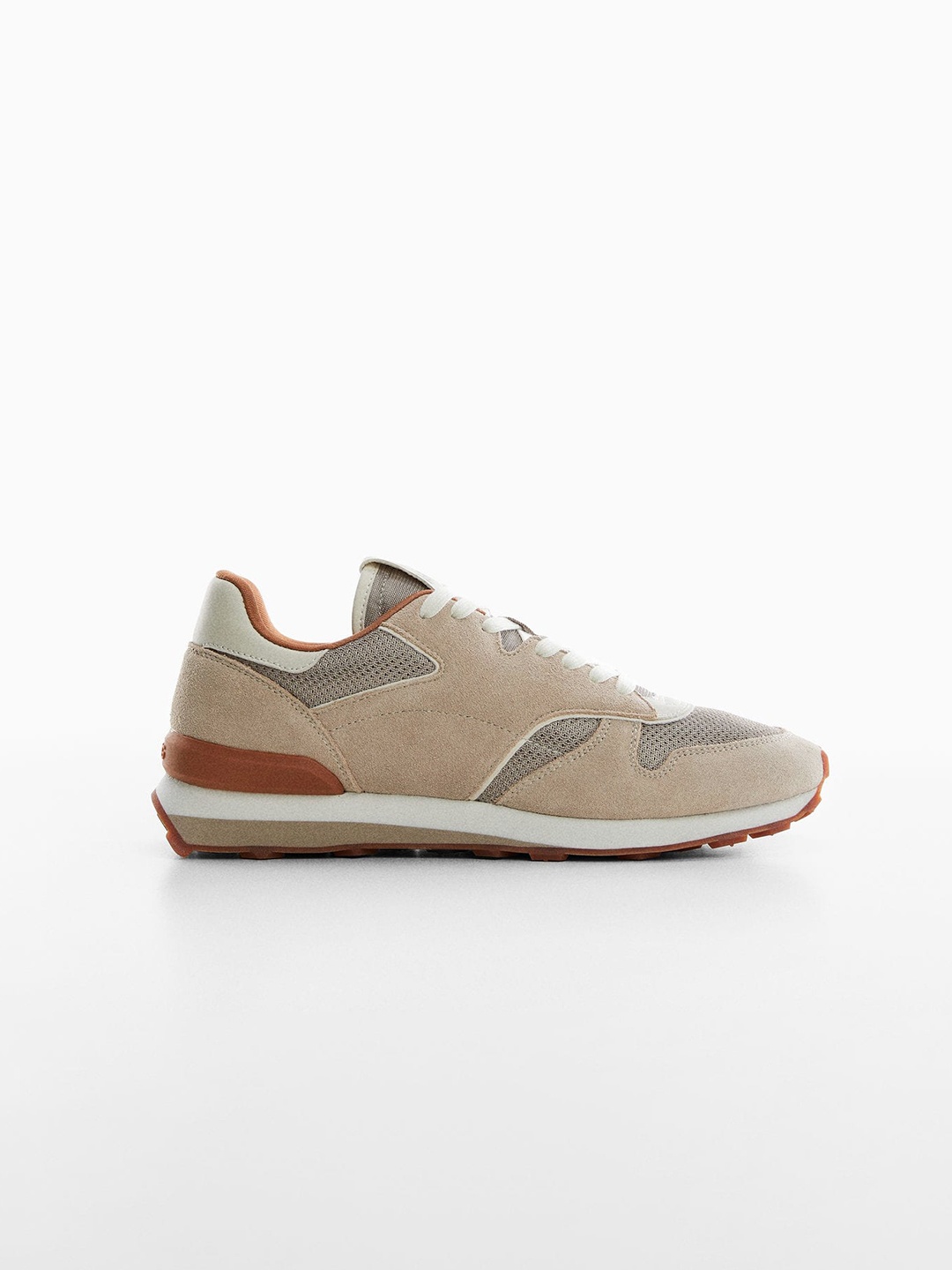 

MANGO MAN Woven Design Sustainable MARATON Sports Shoes, Beige