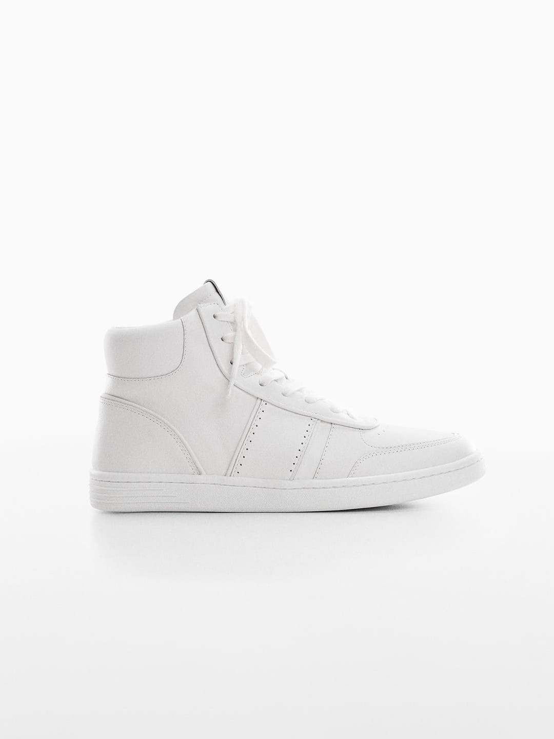 

MANGO MAN Mid-Top Leather Sustainable Sneakers, White