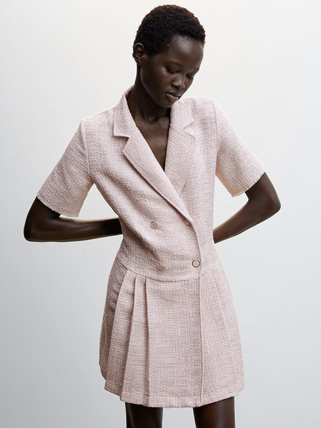 

MANGO Sustainable Mini Blazer Dress, Pink