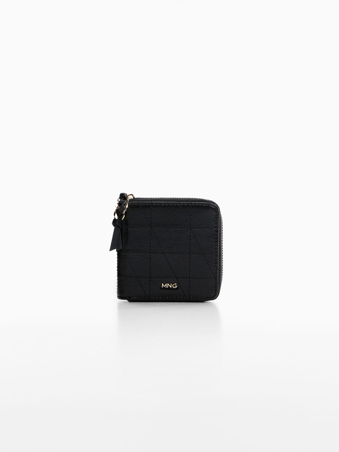 

MANGO Women Thread-Work Zip Around Wallet, Black