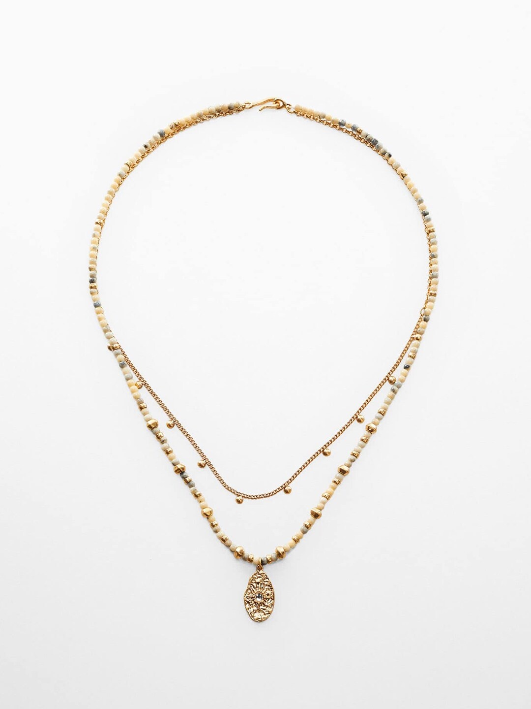 

MANGO Beaded & Stone-Studded Layered Necklace, Gold