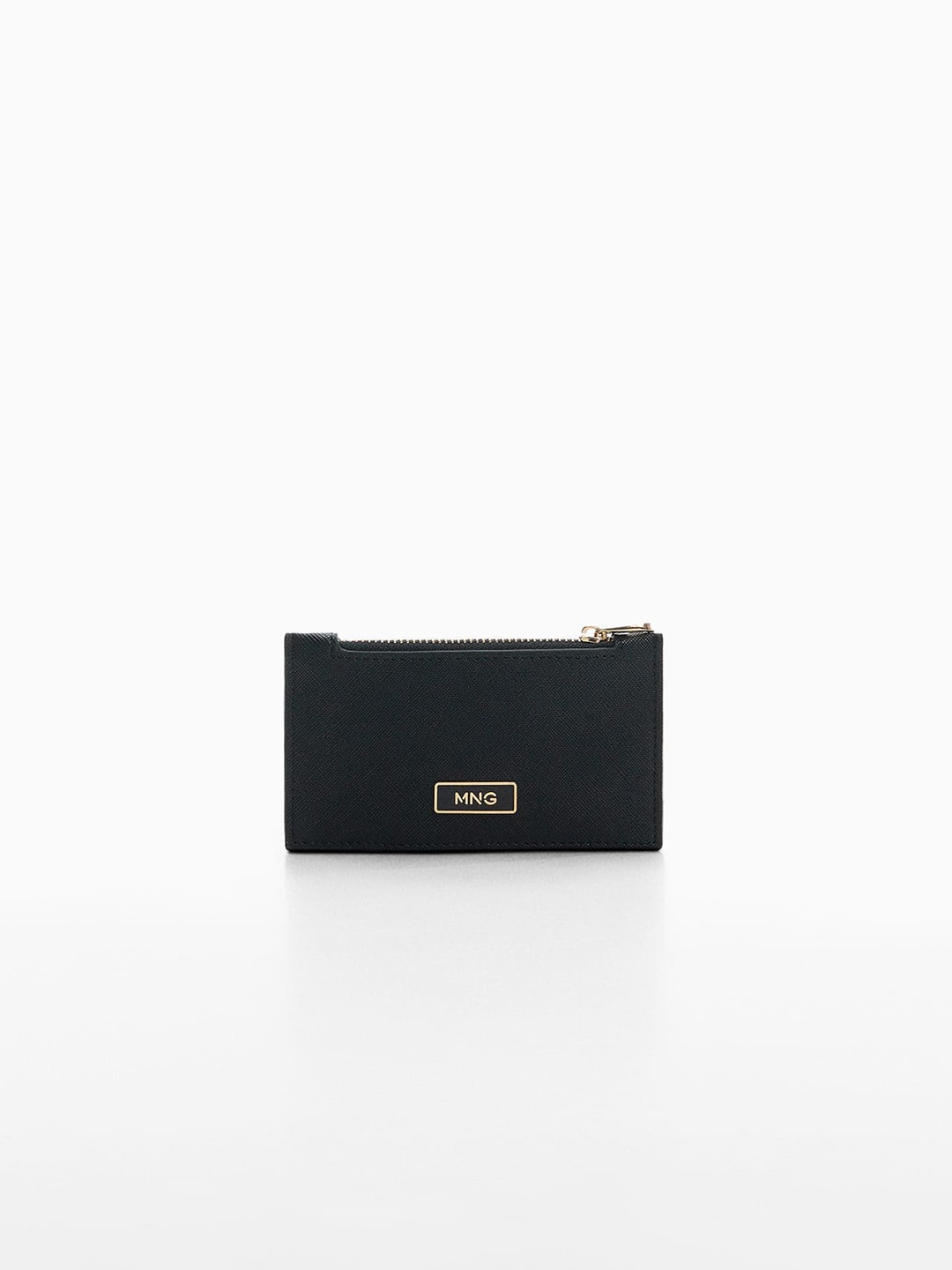 

MANGO Women Saffiano Textured Card Holder, Black