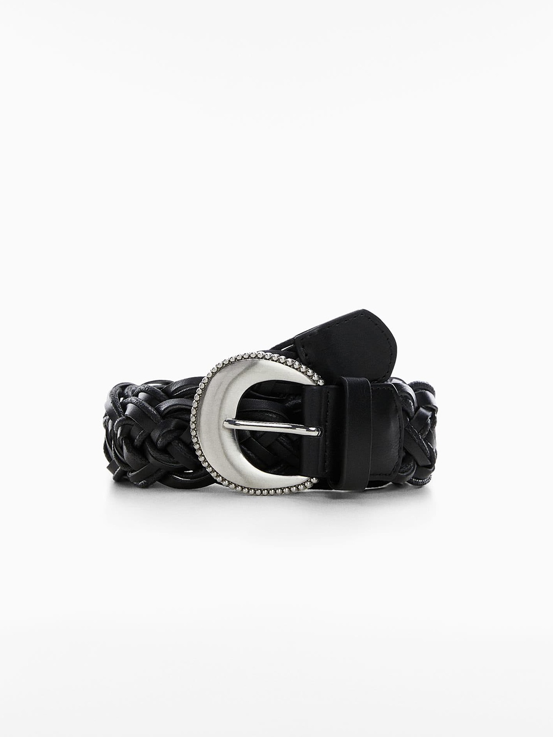 

MANGO Women Braided Belt, Black