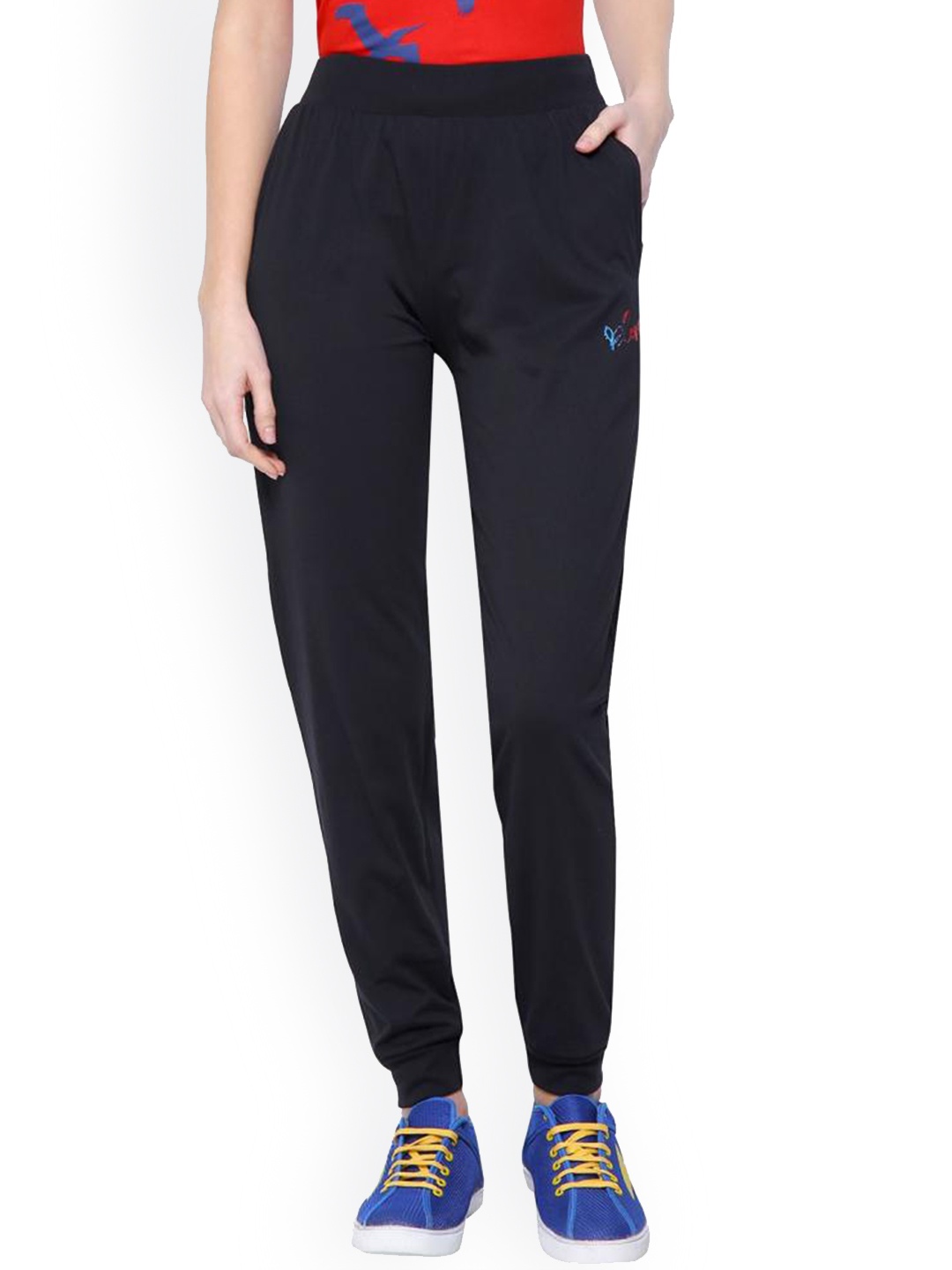 

DYCA Women Mid-Rise Cotton Slim-Fit Joggers, Navy blue