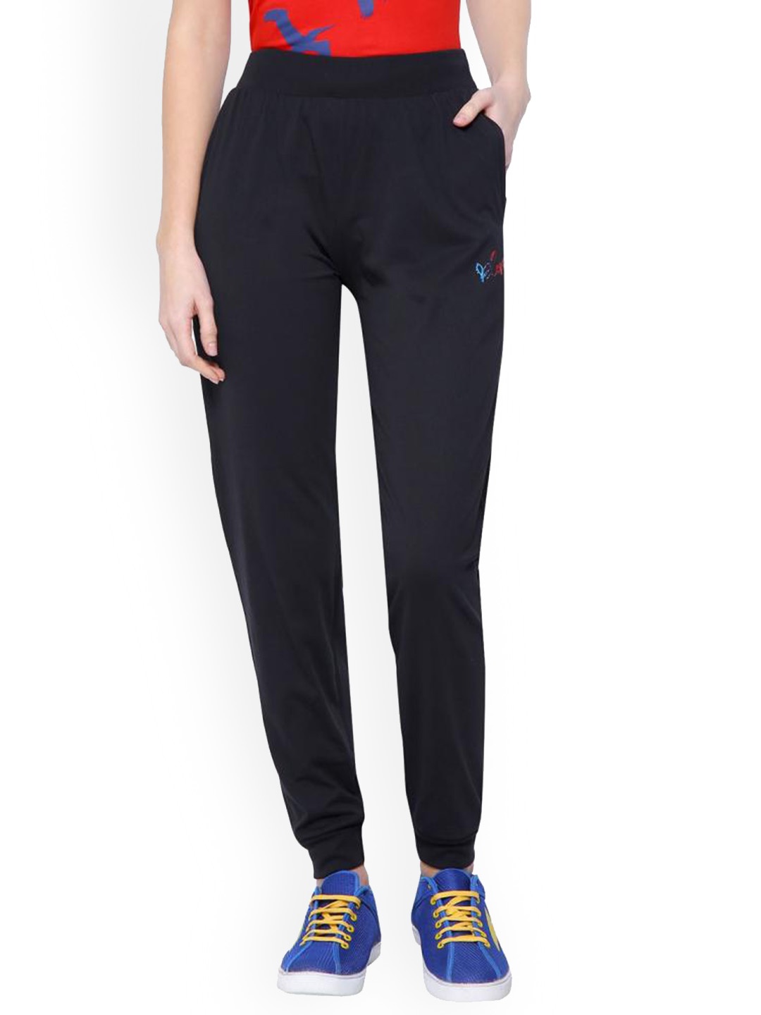 

DYCA Women Mid-Rise Cotton Slim-Fit Joggers, Black