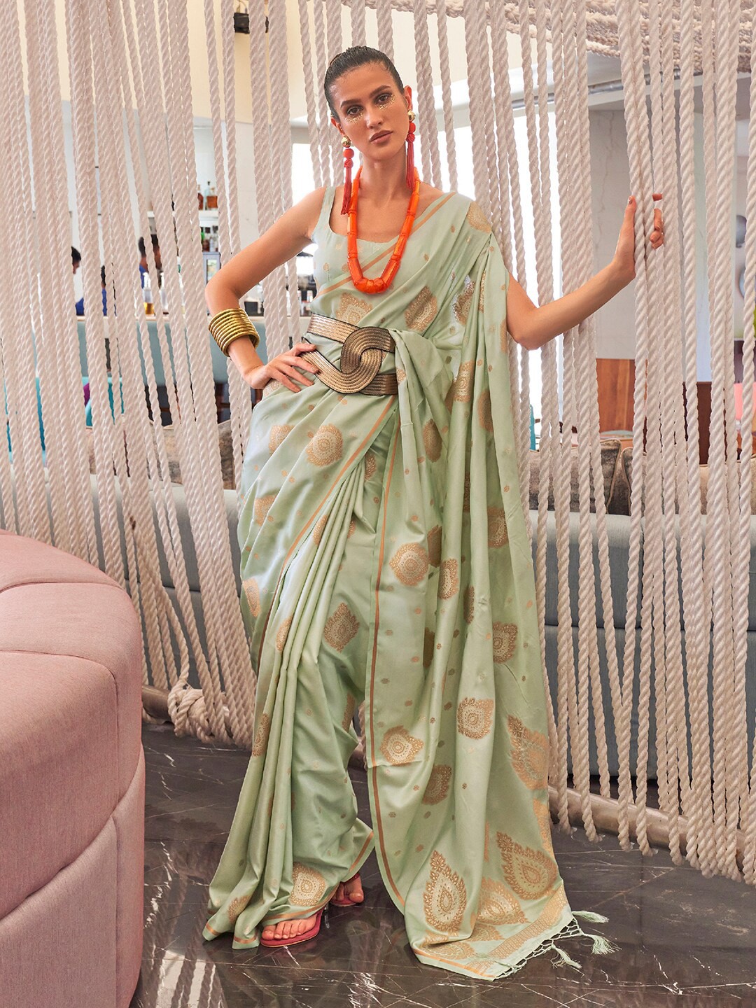 

Saree mall Woven Design Zari Silk Banarasi Saree, Green