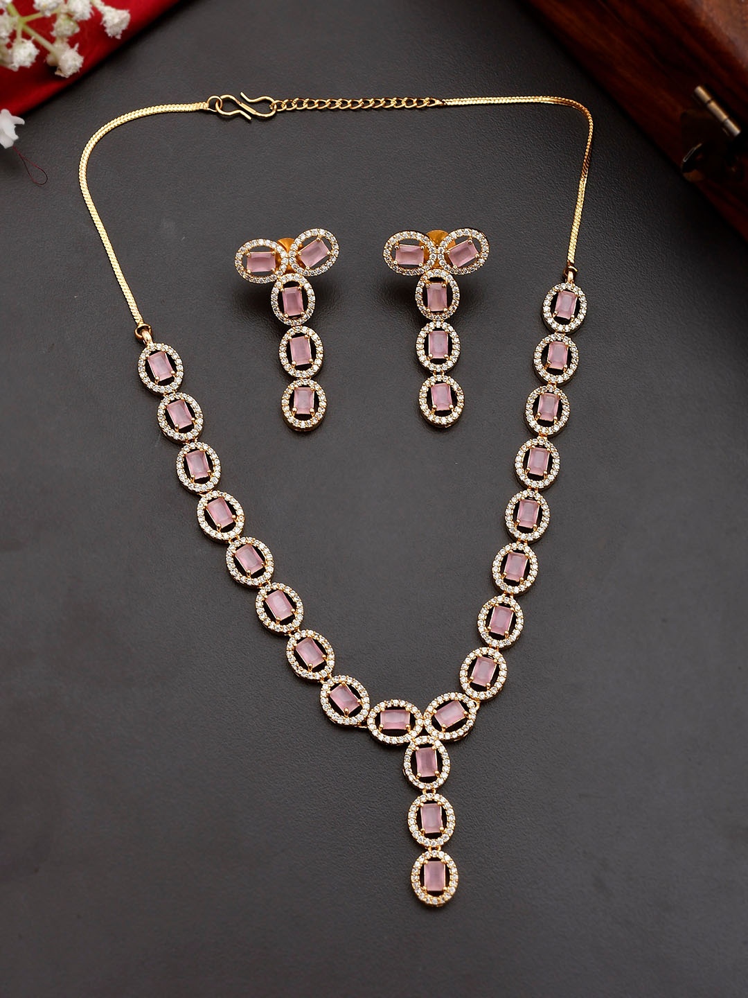 

Silvermerc Designs Gold-Plated AD-Studded Jewellery Set