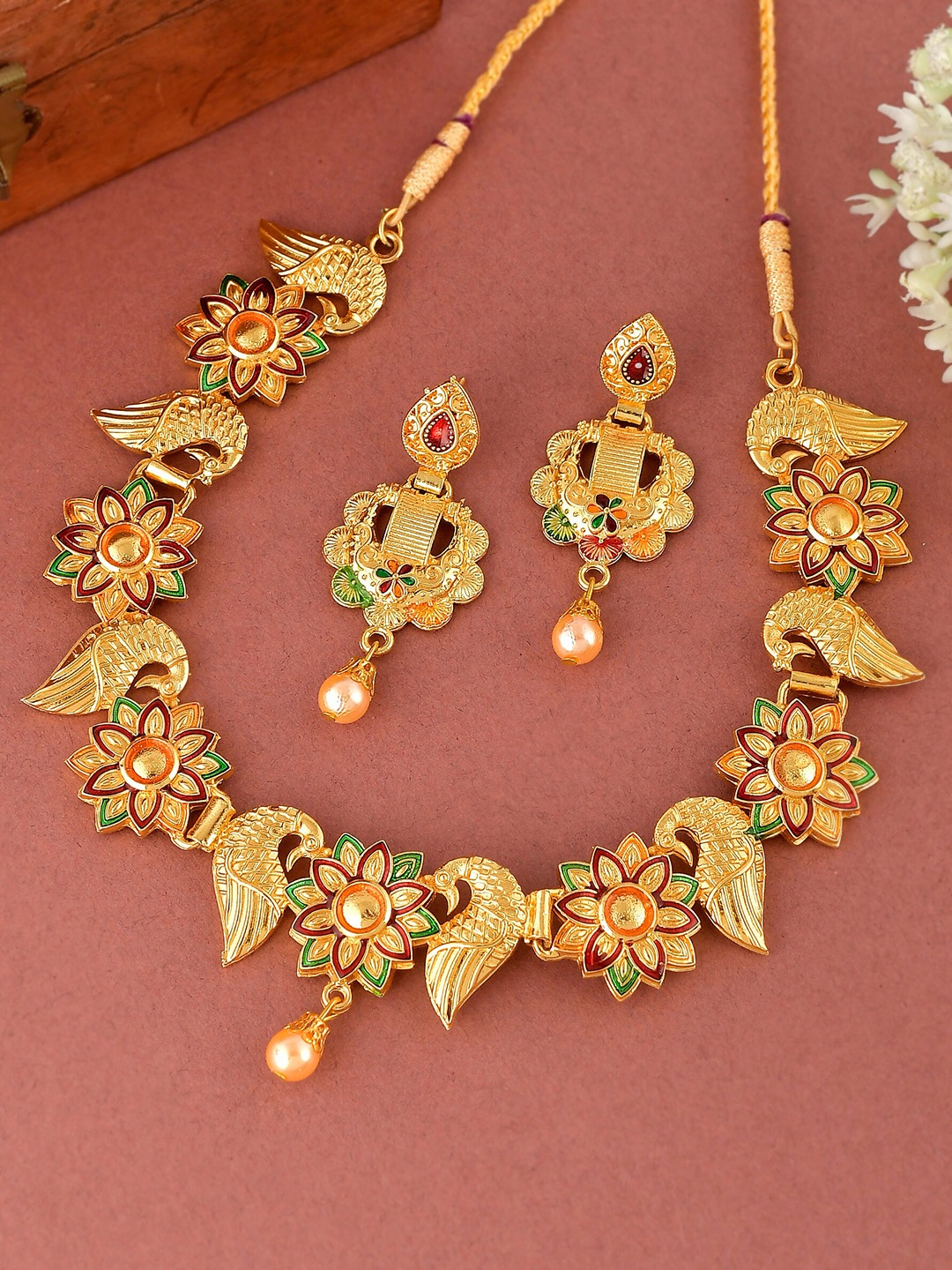 

Silvermerc Designs Gold-Plated Peacock Jewellery Set