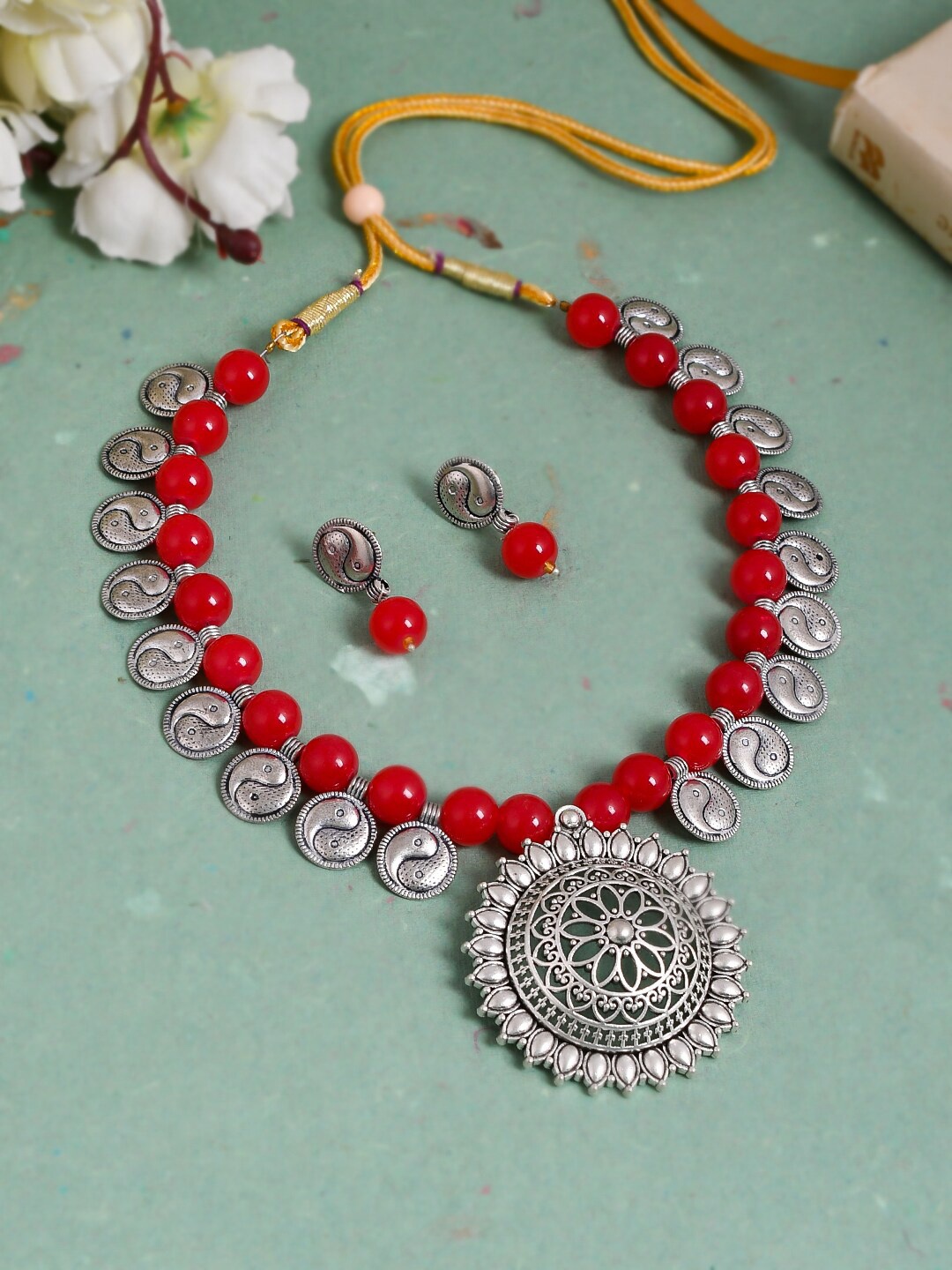 

Silvermerc Designs Silver-Plated Artificial-Beaded Jewellery Set
