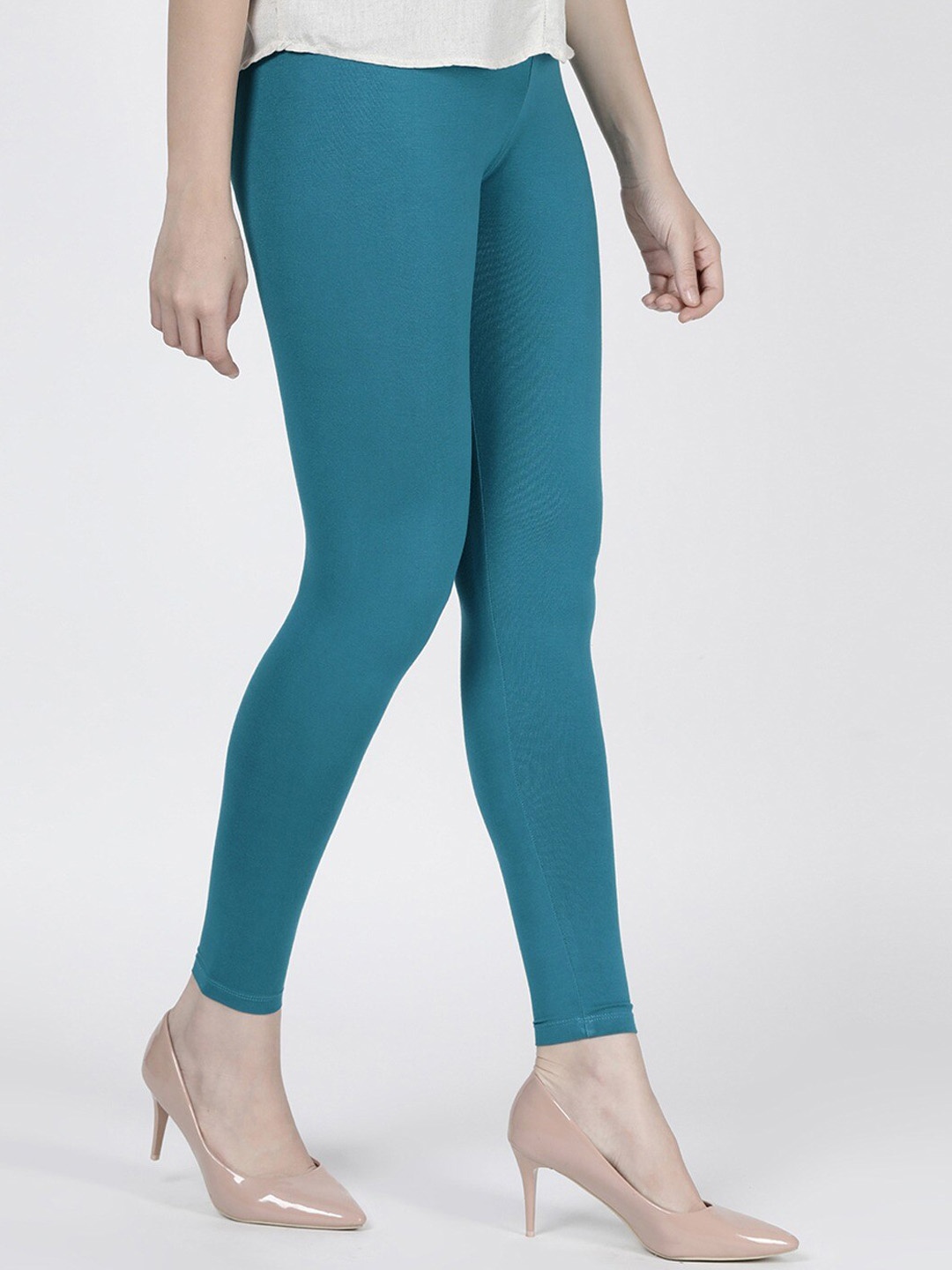 

TWIN BIRDS Women Solid Super Stretch Viscose Ankle Length Leggings with dupatta, Teal