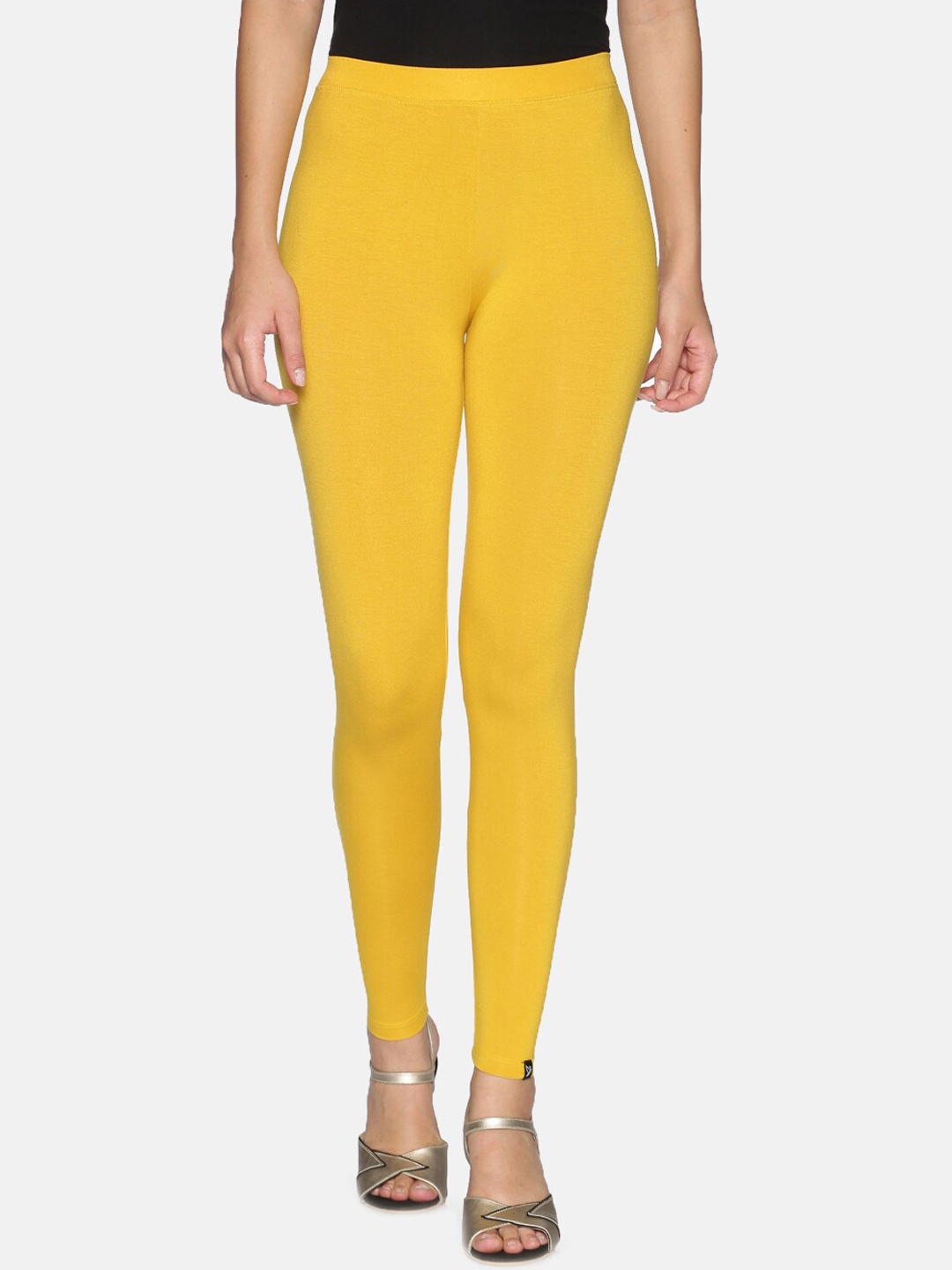 

TWIN BIRDS Women Solid Super Stretch Viscose Ankle Length Leggings with dupatta, Yellow