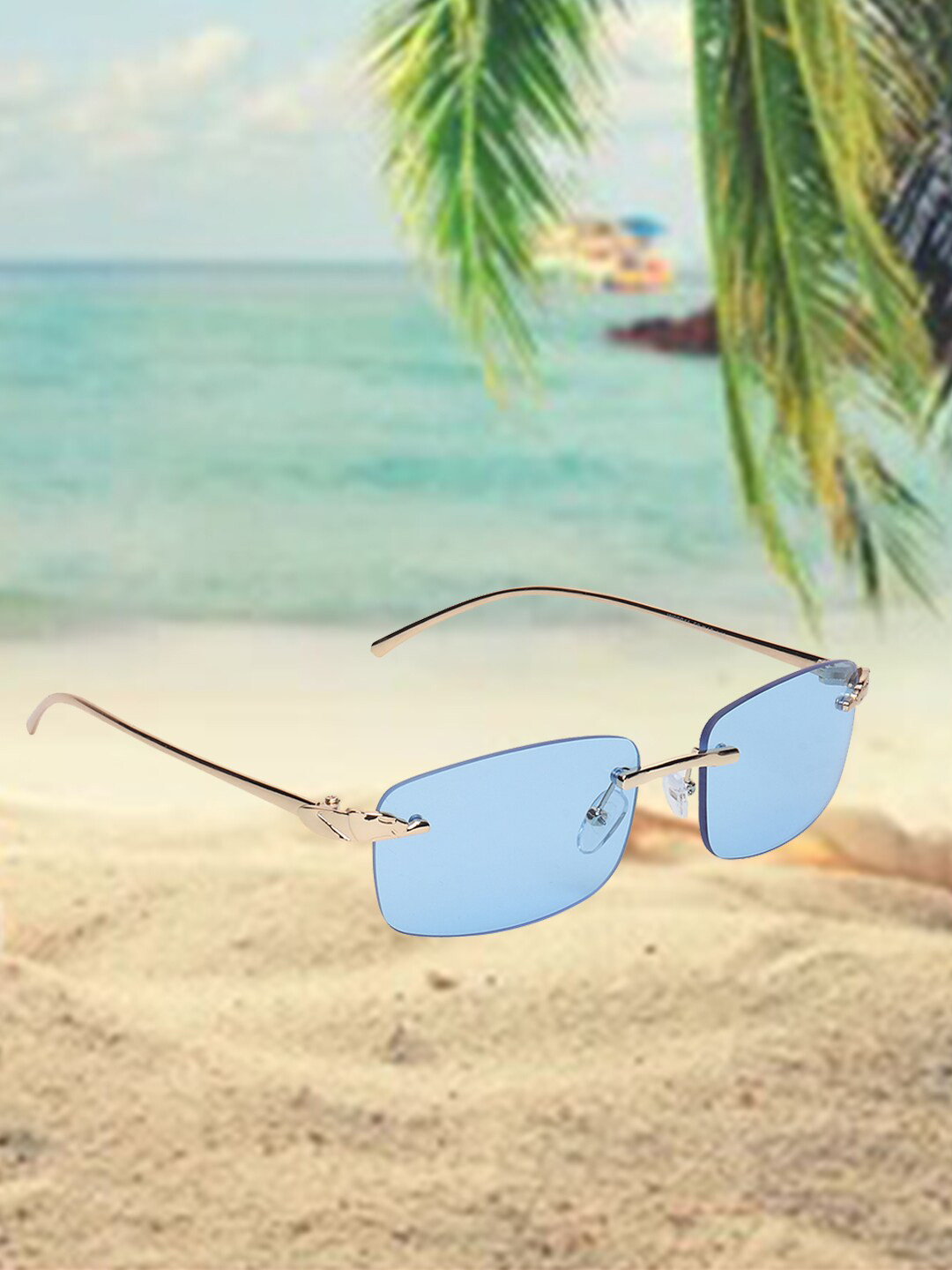

CELEBRITY SUNGLASSES Rectangle Sunglasses with UV Protected Lens CLSG-98011-05, Blue