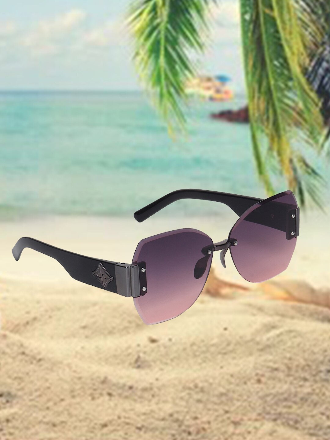 

CELEBRITY SUNGLASSES Lens & Cateye Sunglasses with UV Protected Lens, Purple