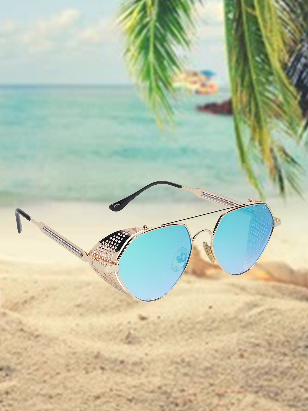 

CELEBRITY SUNGLASSES Full Rim Aviator Sunglasses with UV Protected Lens CLSG-91210-08, Blue