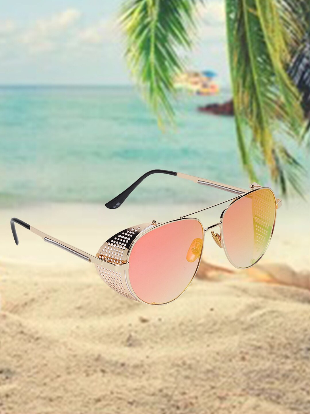 

CELEBRITY SUNGLASSES Full Rim Aviator Sunglasses with UV Protected Lens- CLSG-91208-09, Pink