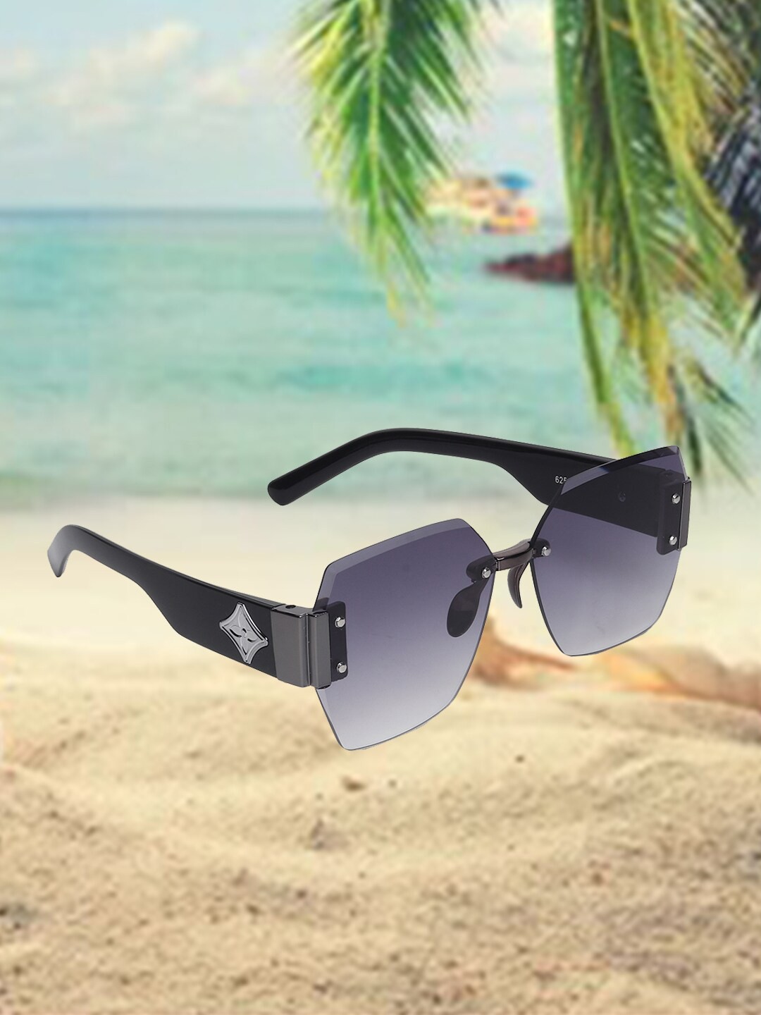 

CELEBRITY SUNGLASSES Lens & Rimless Square Sunglasses With UV Protected Lens CLSG-625-07, Grey
