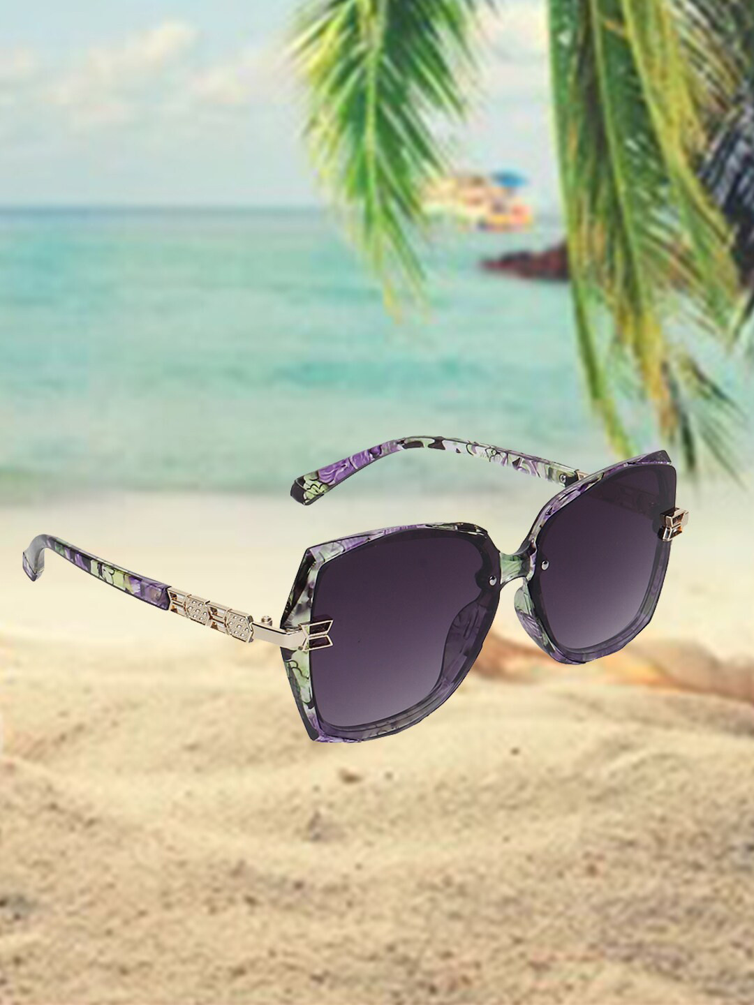 

CELEBRITY SUNGLASSES Square Sunglasses with UV Protected Lens, Black