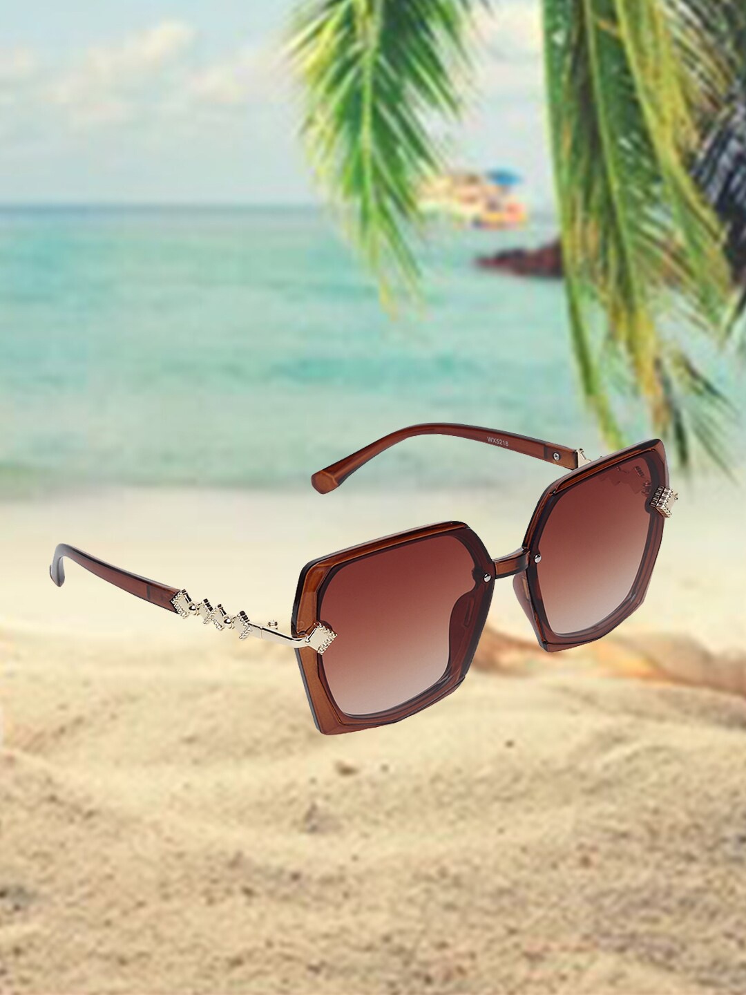 

CELEBRITY SUNGLASSES Lens & Square Sunglasses with UV Protected Lens, Brown