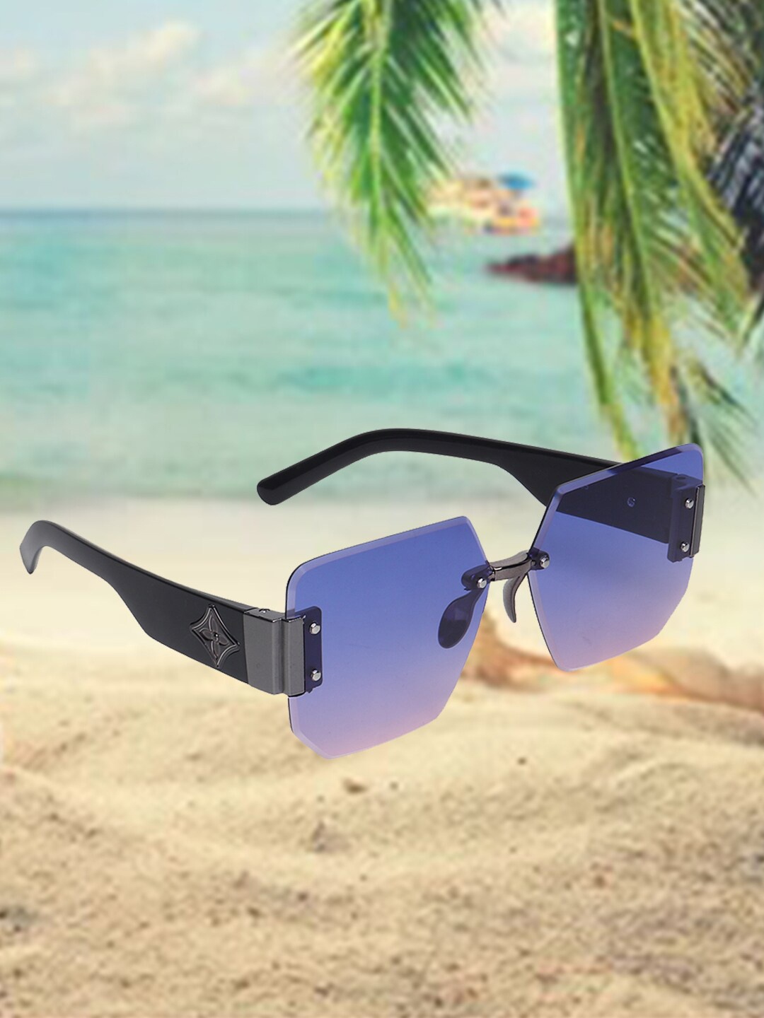 

CELEBRITY SUNGLASSES Lens & Square Sunglasses with UV Protected Lens, Blue