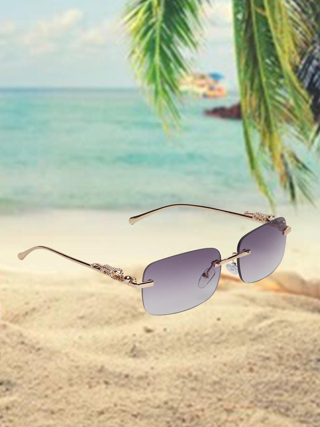 

CELEBRITY SUNGLASSES Rectangle Sunglasses With UV Protected Lens CLSG-98012-01, Grey