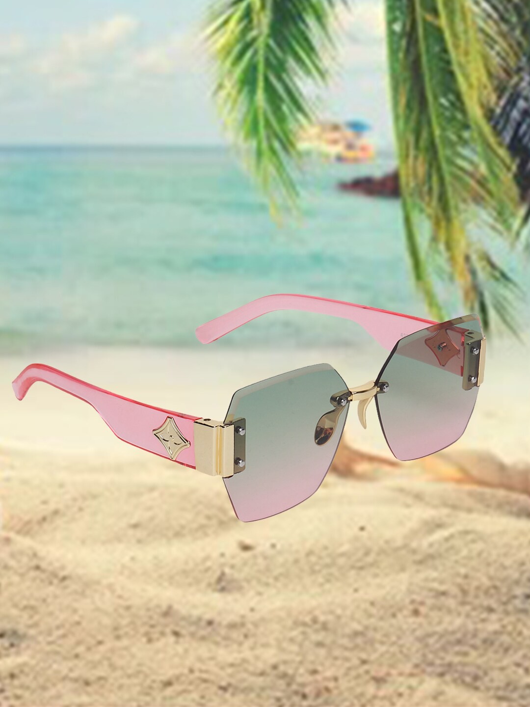 CELEBRITY SUNGLASSES Lens & Square Sunglasses with UV Protected Lens, Pink