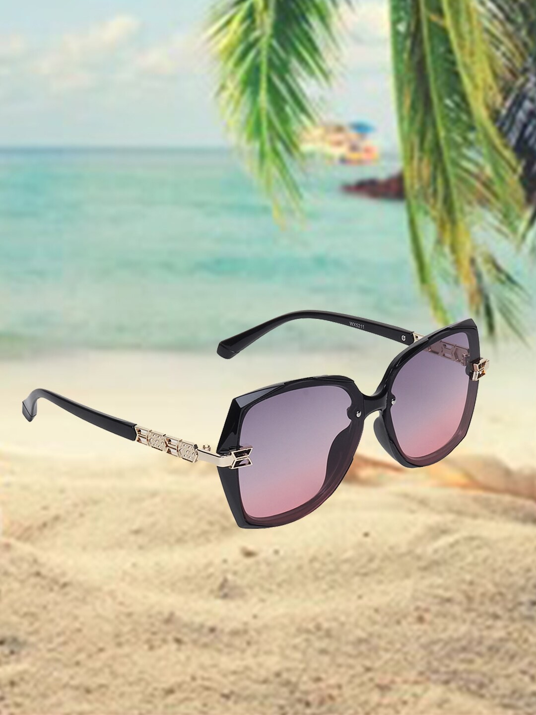 

CELEBRITY SUNGLASSES Square Sunglasses with UV Protected Lens CLSG-5211-08, Purple