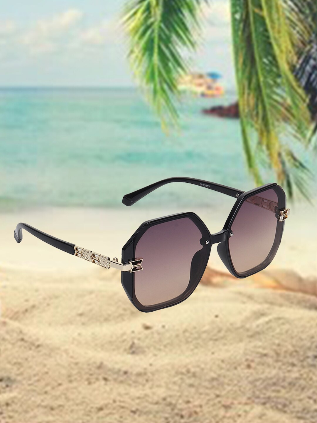 

CELEBRITY SUNGLASSES Lens & Square Sunglasses with UV Protected Lens, Brown
