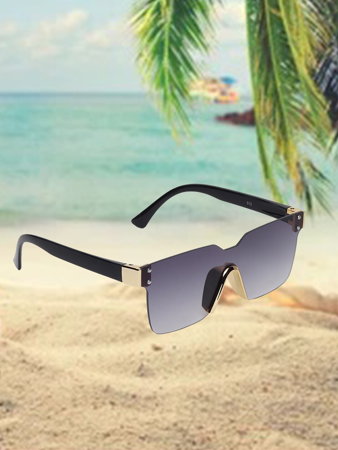 

CELEBRITY SUNGLASSES Rimless Square Sunglasses with UV Protected Lens- CLSG-512-01, Black