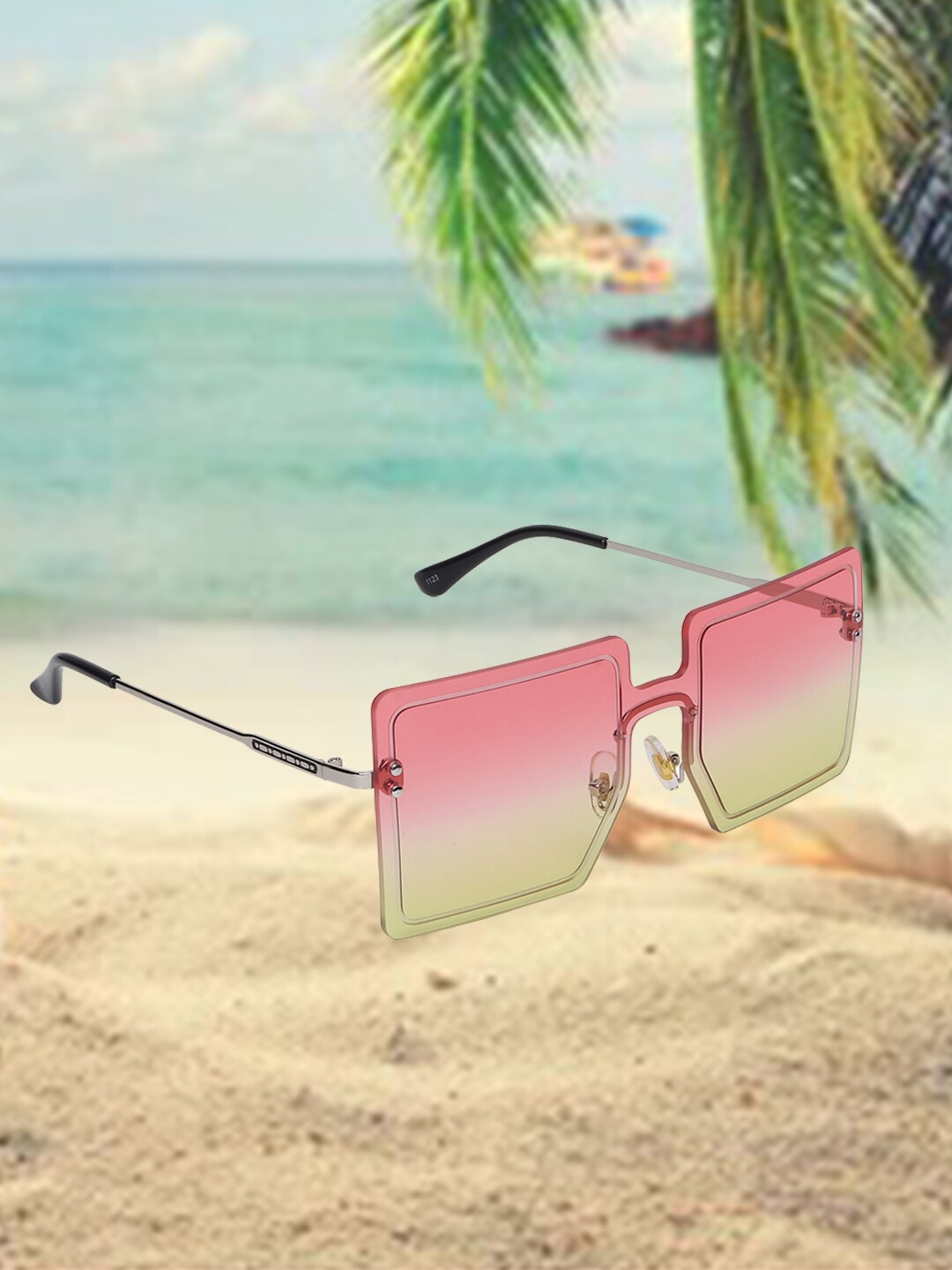 CELEBRITY SUNGLASSES Full Rim Square Sunglasses with UV Protected Lens CLSG-1123-07, Red