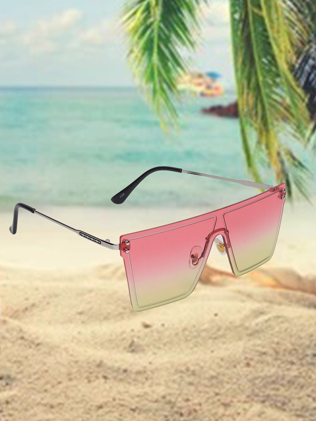 

CELEBRITY SUNGLASSES Square Sunglasses With UV Protected Lens CLSG-1124-09-, Red
