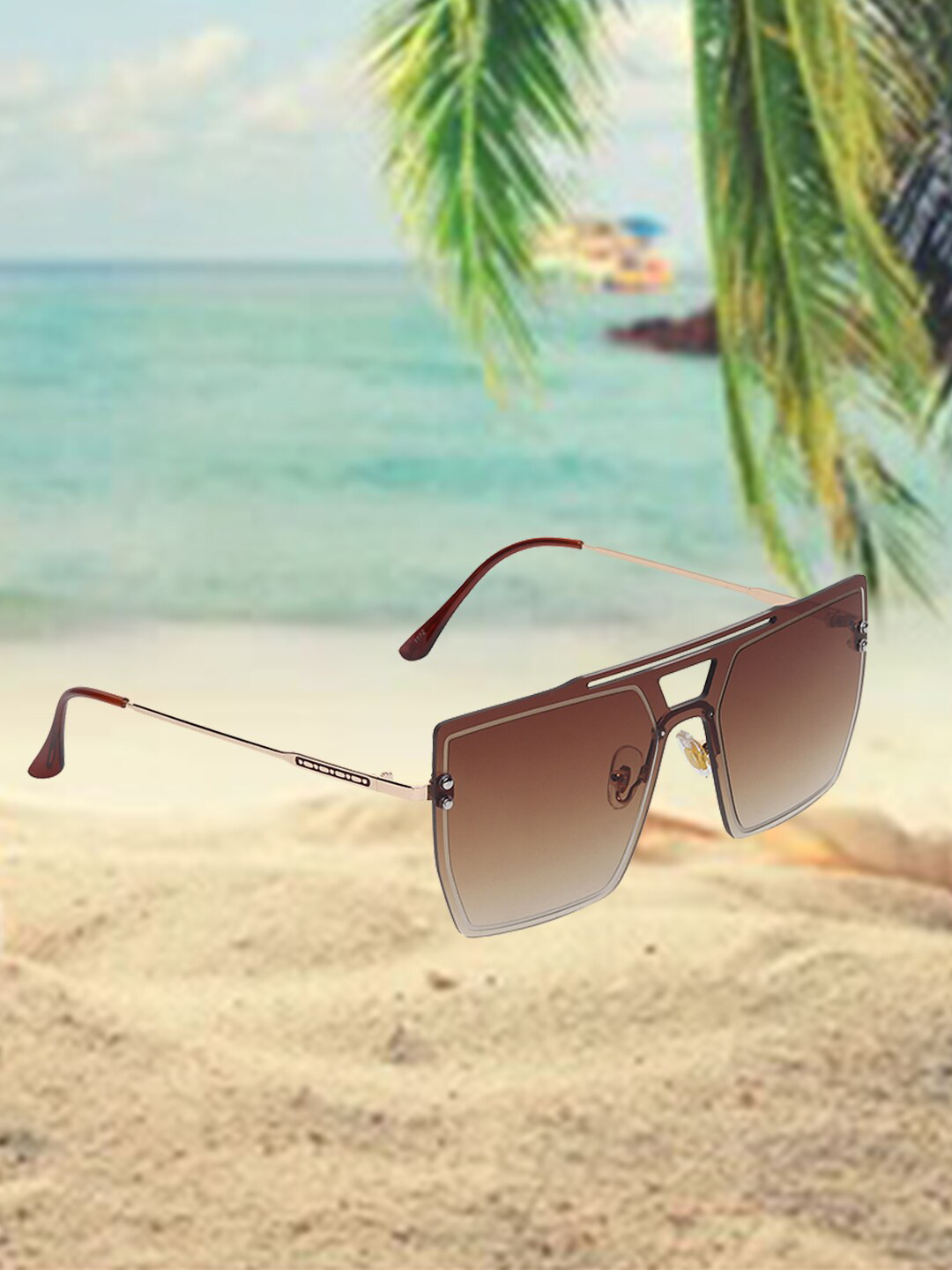 

CELEBRITY SUNGLASSES Lens & Square Sunglasses with UV Protected Lens, Brown
