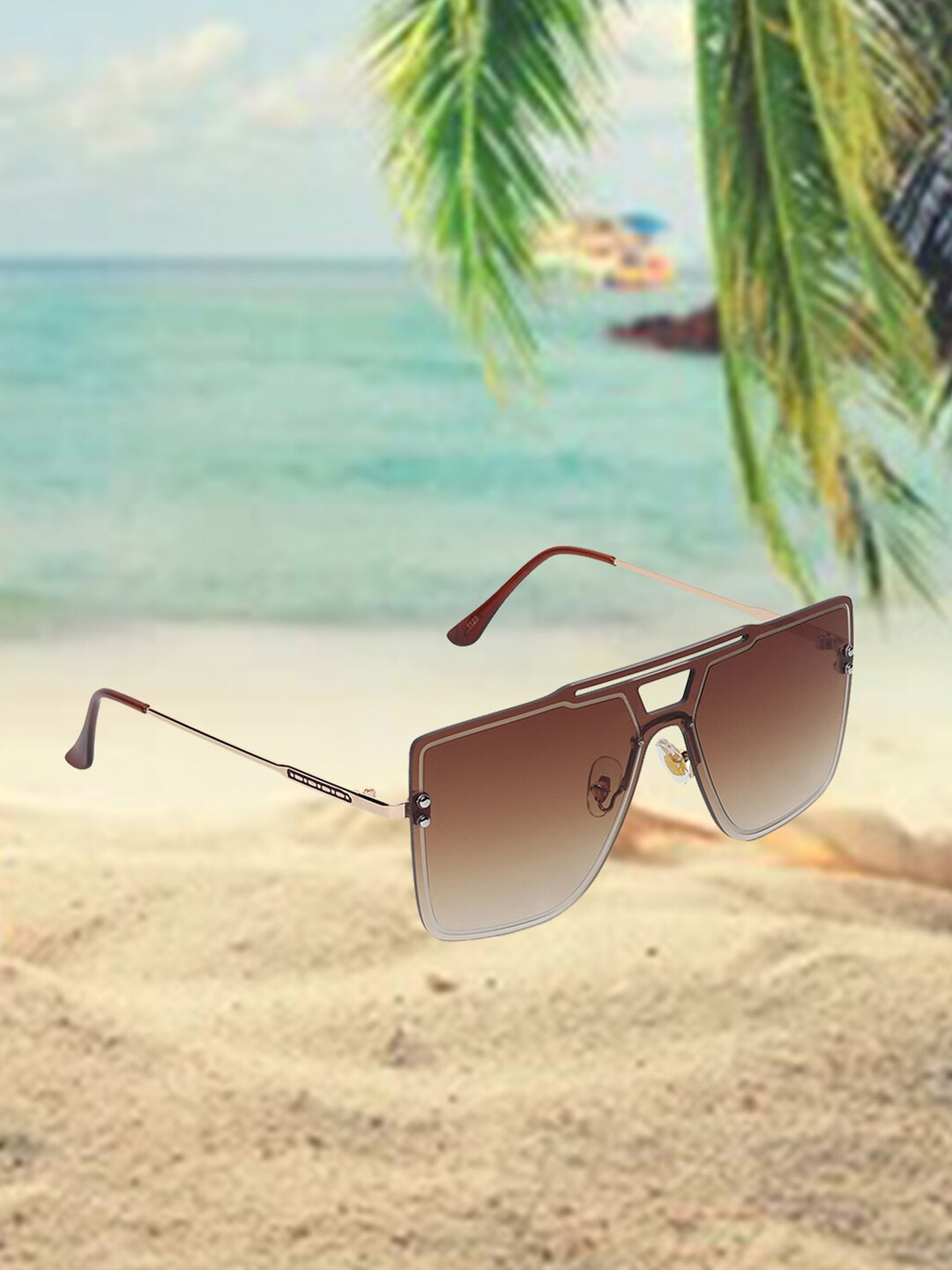 

CELEBRITY SUNGLASSES Lens & Square Sunglasses With UV Protected Lens CLSG-1125-02, Brown