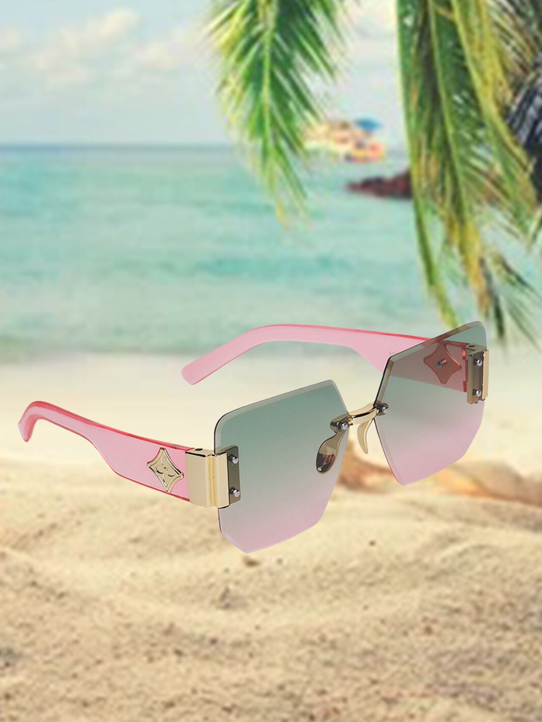 

CELEBRITY SUNGLASSES Square Sunglasses With UV Protected Lens CLSG-619-02, Pink